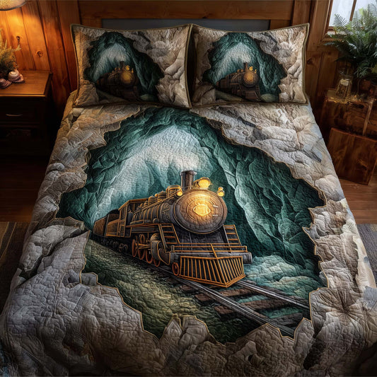 Train Journey 3-Piece Quilted Bedding Set GFTOHD12887