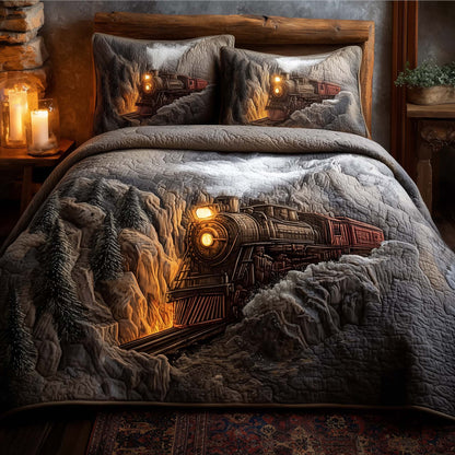 Train Journey 3-Piece Quilted Bedding Set GFTOHD12888