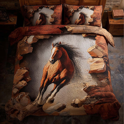 Majestic Horse 3-Piece Quilted Bedding Set GFTOHD12889