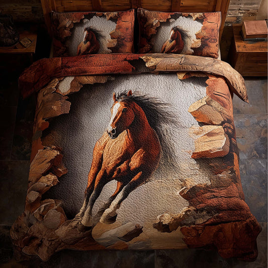 Majestic Horse 3-Piece Quilted Bedding Set GFTOHD12889