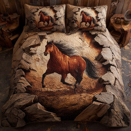 Majestic Horse 3-Piece Quilted Bedding Set GFTOHD12890