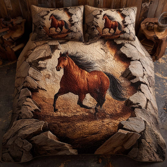 Majestic Horse 3-Piece Quilted Bedding Set GFTOHD12890