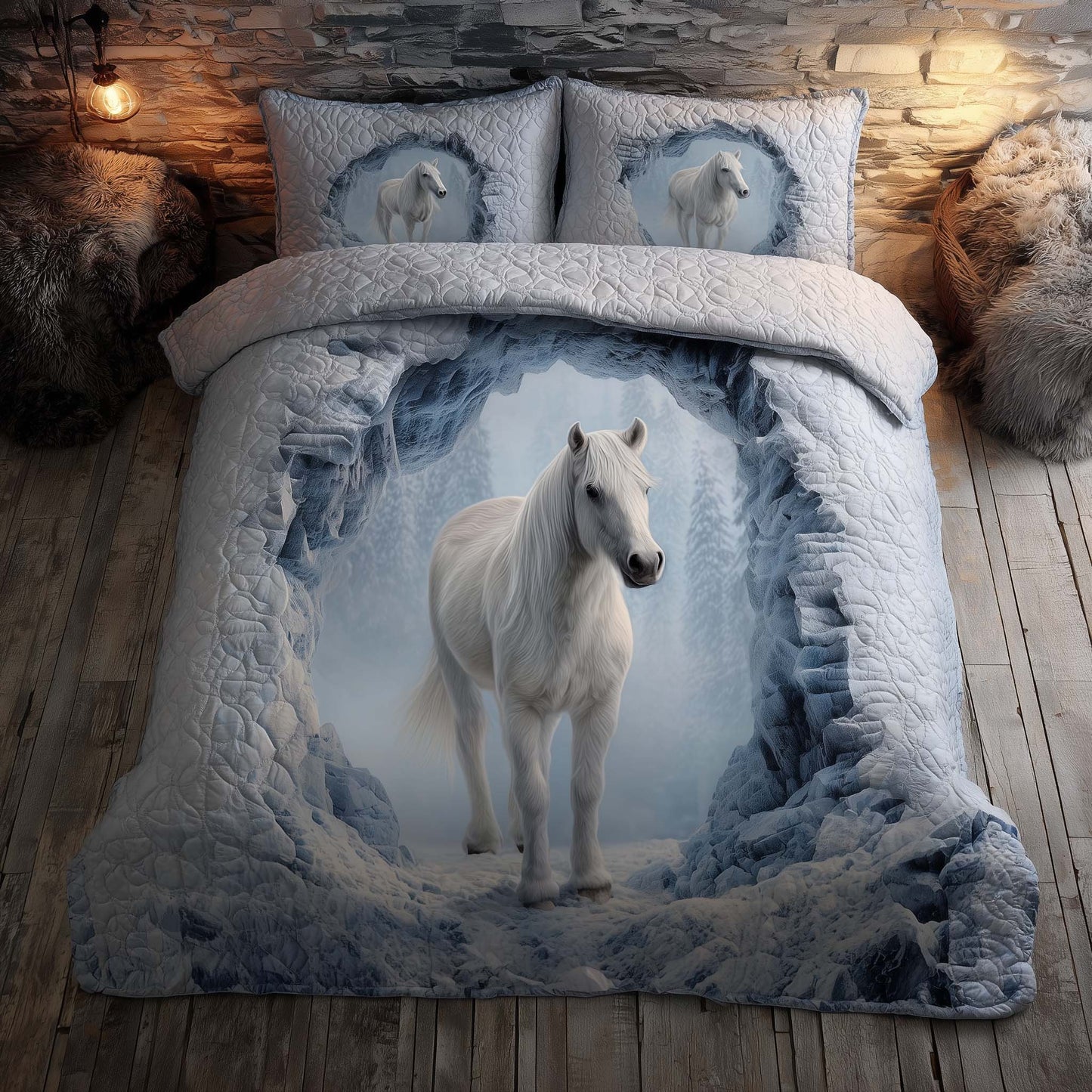 Majestic Horse 3-Piece Quilted Bedding Set GFTOHD12892