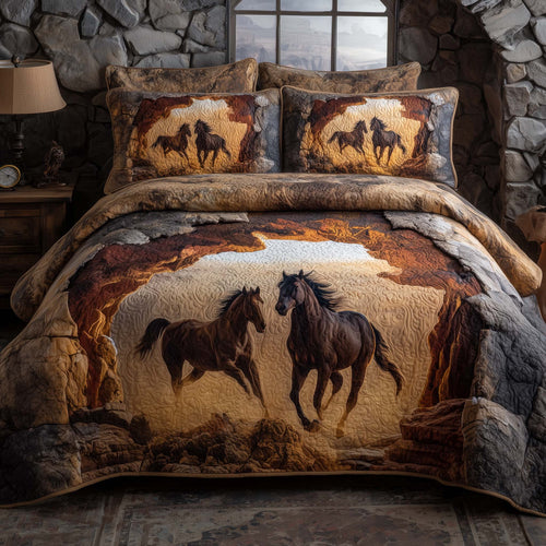 Majestic Horse 3-Piece Quilted Bedding Set GFTOHD12893