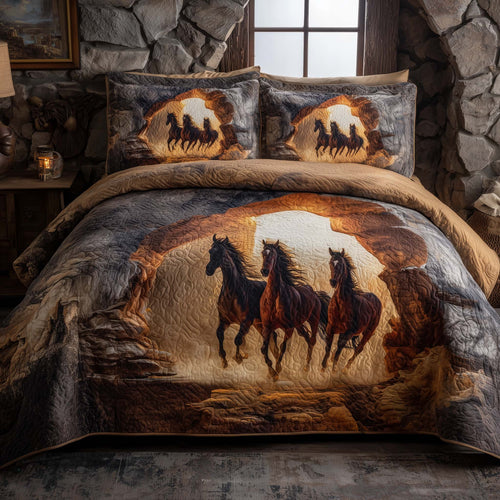 Majestic Horse 3-Piece Quilted Bedding Set GFTOHD12895