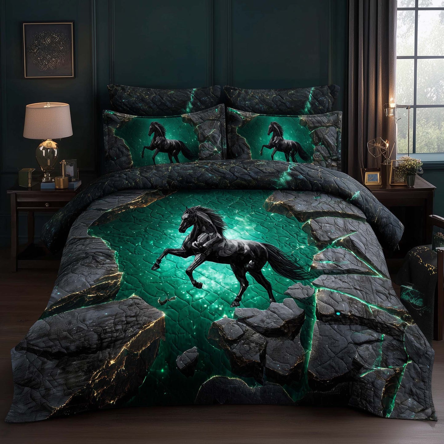 Majestic Horse 3-Piece Quilted Bedding Set GFTOHD12897