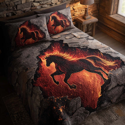Majestic Horse 3-Piece Quilted Bedding Set GFTOHD12898