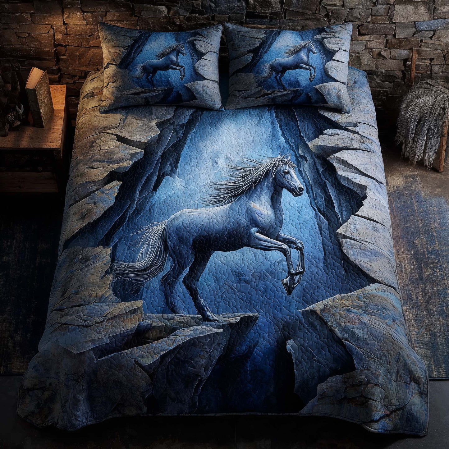 Majestic Horse 3-Piece Quilted Bedding Set GFTOHD12903