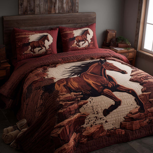 Majestic Horse 3-Piece Quilted Bedding Set GFTOHD12904