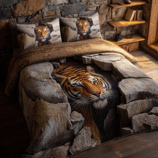Majestic Tiger 3-Piece Quilted Bedding Set GFTOHD12919