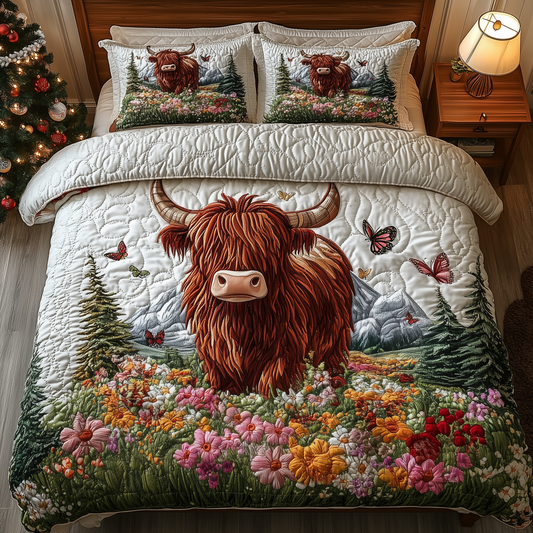 Adorable Highland Cow 3-Piece Quilted Bedding Set GFTOHD1304