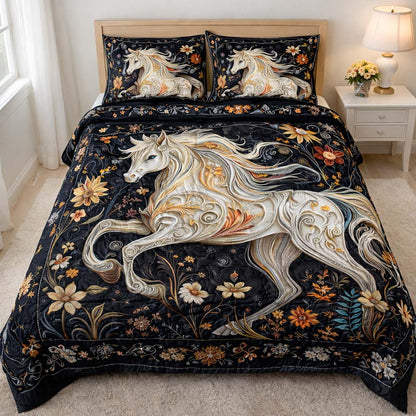 Floral Unicorn 3-Piece Quilted Bedding Set GFTOHD13169