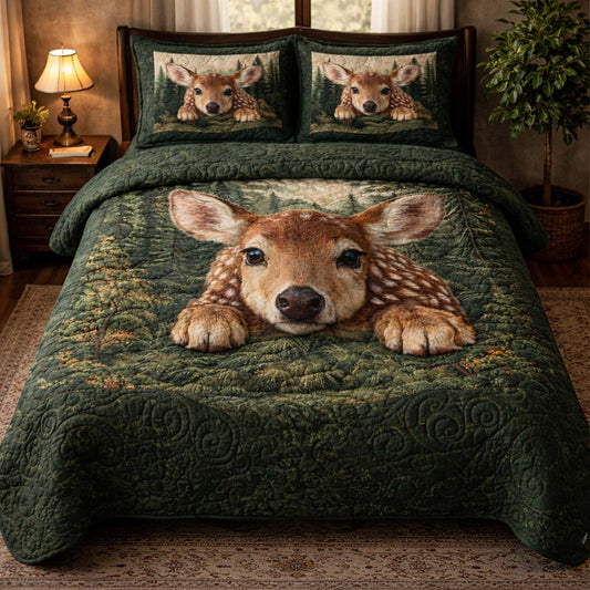Forest Fawn 3-Piece Quilted Bedding Set GFTOHD13172