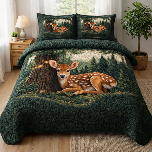 Woodland Fawn 3-Piece Quilted Bedding Set GFTOHD13173