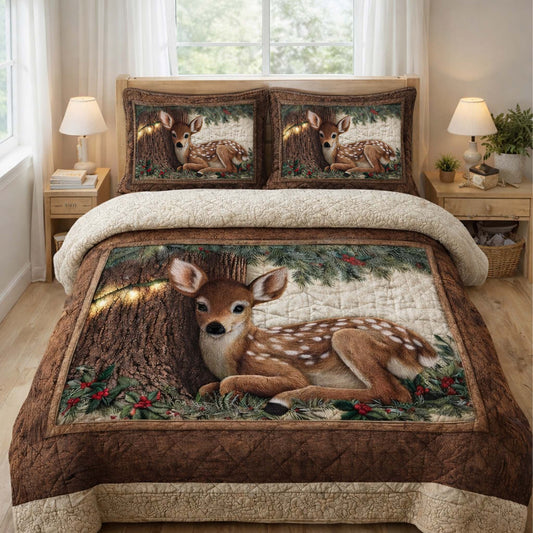 Cozy Fawn 3-Piece Quilted Bedding Set GFTOHD13174