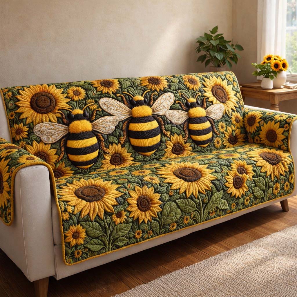 Sunflower Buzz Quilted Sofa Cover GFTOHD13183