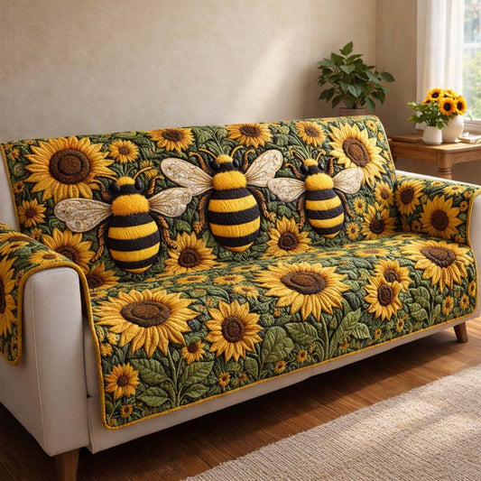Sunflower Buzz Quilted Sofa Cover GFTOHD13183