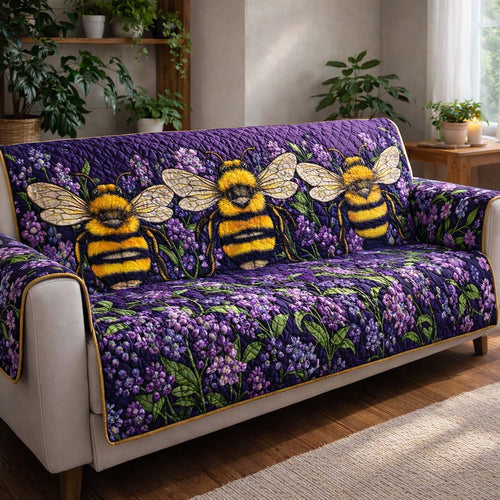 Lavender Buzz Quilted Sofa Cover GFTOHD13185