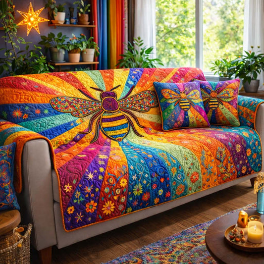 Rainbow Honeyburst Quilted Sofa Cover GFTOHD13189