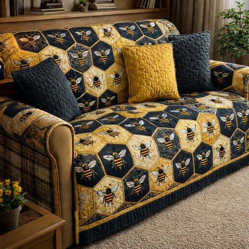 Dark Honeycomb Quilted Sofa Cover GFTOHD13190