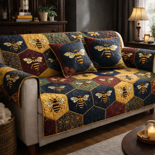Rustic Honey Patch Quilted Sofa Cover GFTOHD13191