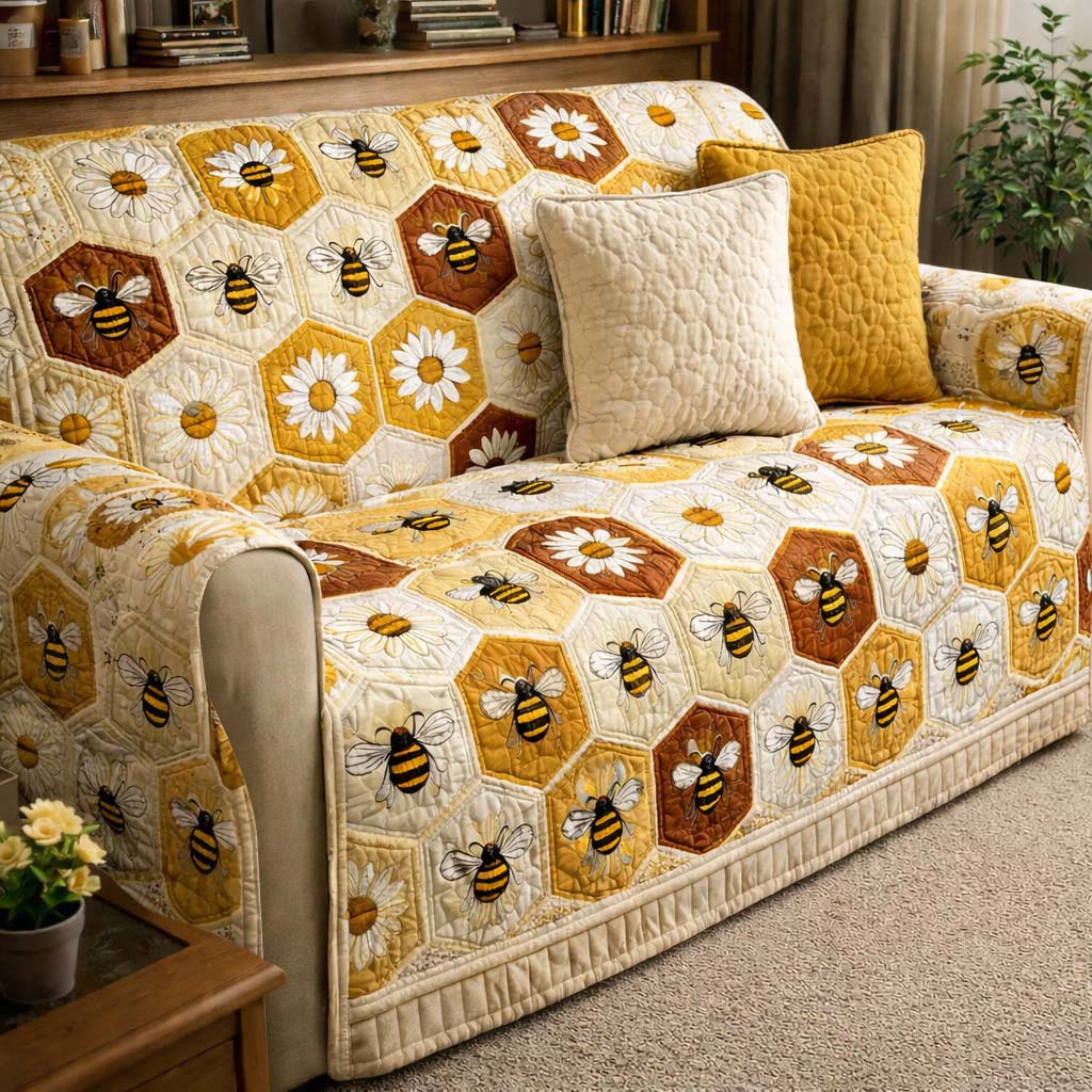 Daisy Honeycomb Quilted Sofa Cover GFTOHD13192
