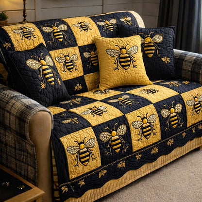 Golden Honey Quilt Quilted Sofa Cover GFTOHD13193