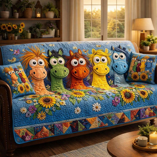 Sunny Horse Friends Quilted Sofa Cover GFTOHD13196