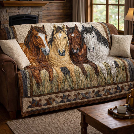 Meadow Horse Line Quilted Sofa Cover GFTOHD13200