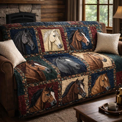 Heritage Horse Patch Quilted Sofa Cover GFTOHD13203