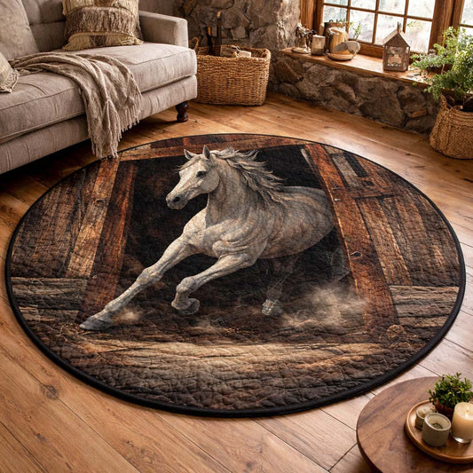 White Stallion Dash Quilted Round Mat GFTOHD13206