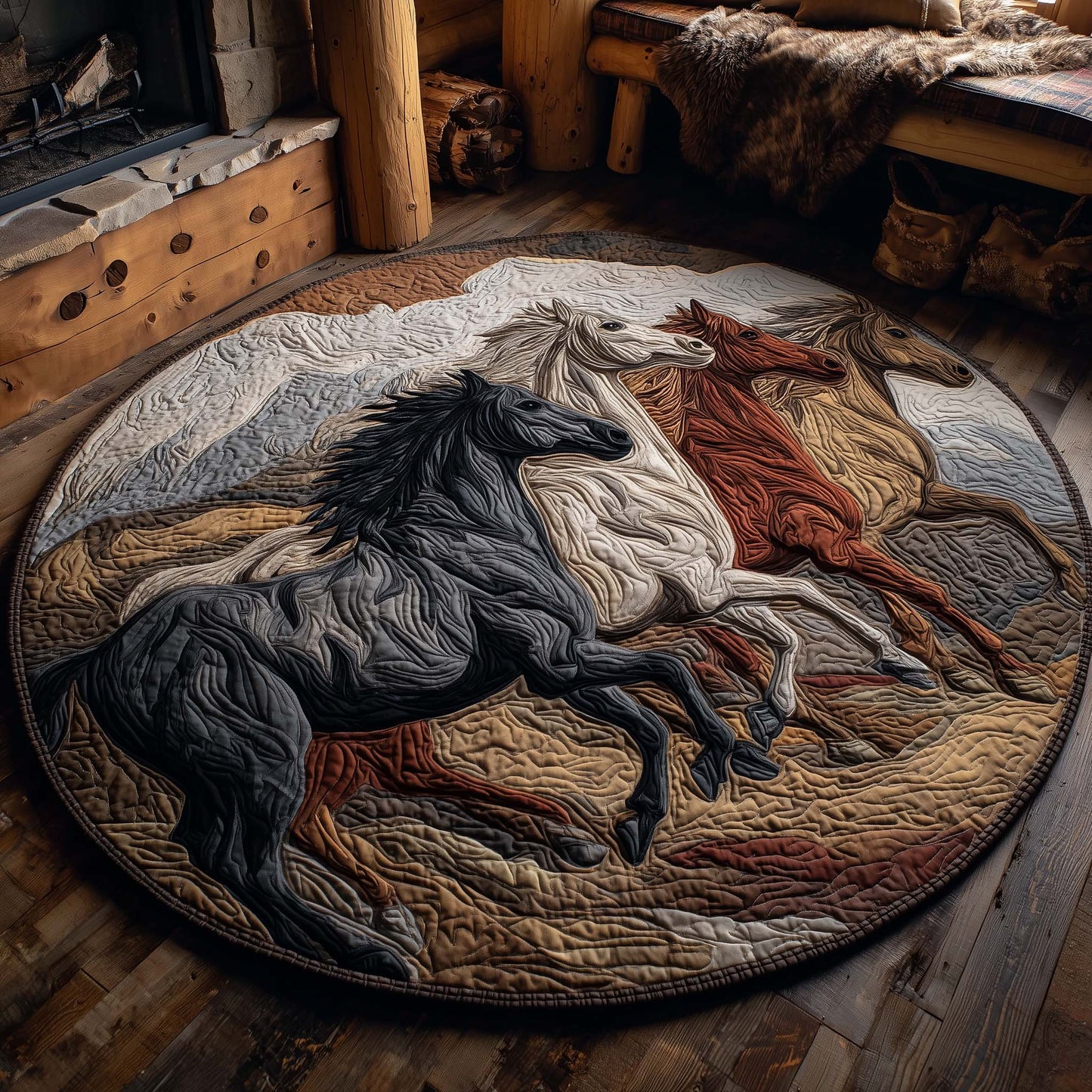 Four Horse Unity Quilted Round Mat GFTOHD13208