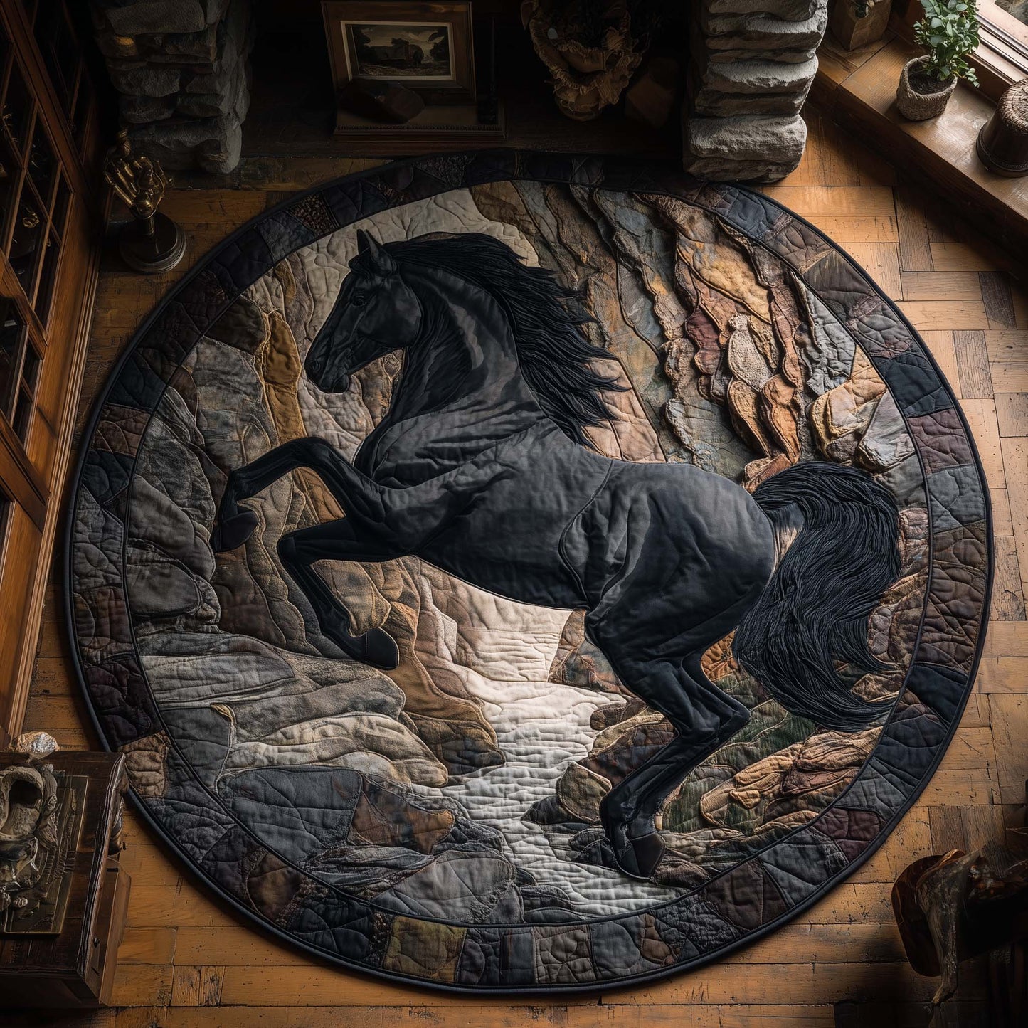Canyon Shadow Horse Quilted Round Mat GFTOHD13209
