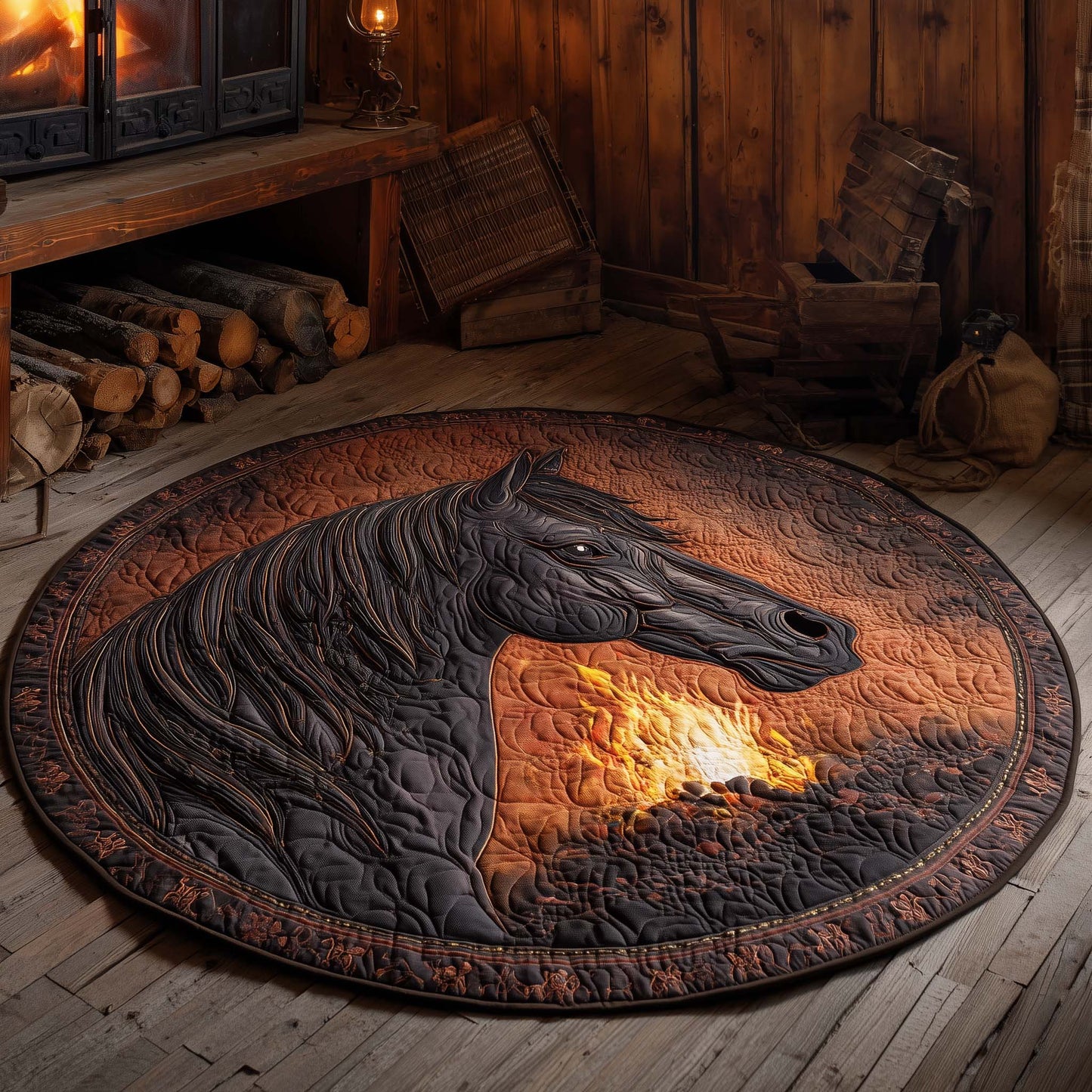 Firelight Stallion Quilted Round Mat GFTOHD13211