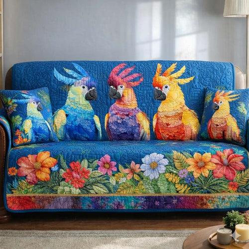 Tropical Parrot Heaven Quilted Sofa Cover GFTOHD13218