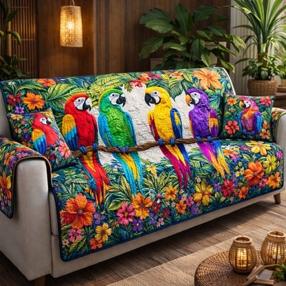 Tropical Parrot Heaven Quilted Sofa Cover GFTOHD13220
