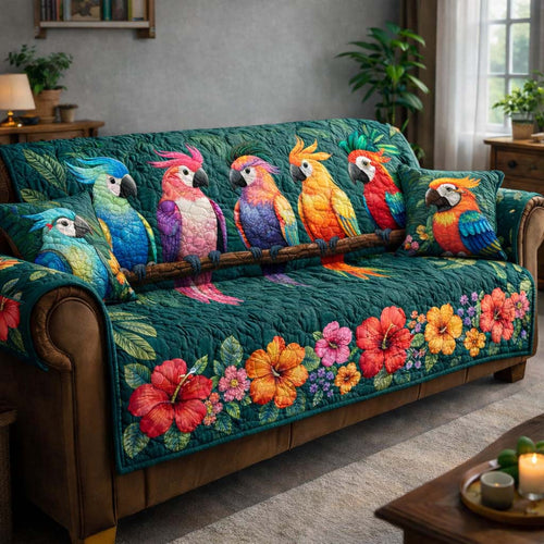 Tropical Parrot Heaven Quilted Sofa Cover GFTOHD13221