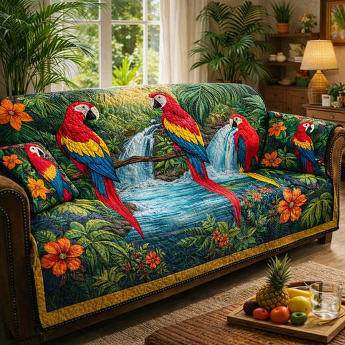 Tropical Parrot Heaven Quilted Sofa Cover GFTOHD13222