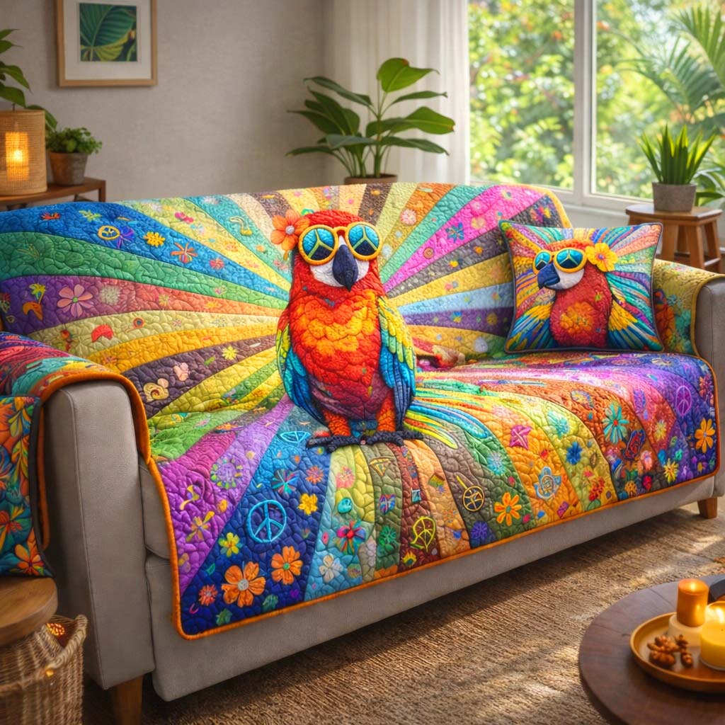 Tropical Parrot Heaven Quilted Sofa Cover GFTOHD13225