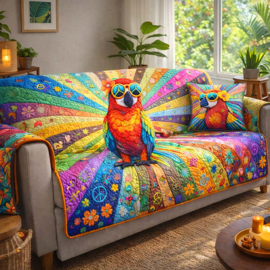 Tropical Parrot Heaven Quilted Sofa Cover GFTOHD13225