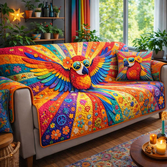 Tropical Parrot Heaven Quilted Sofa Cover GFTOHD13226