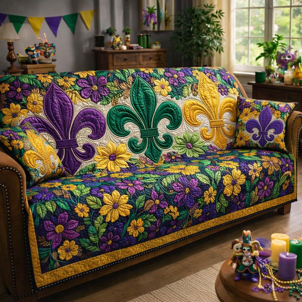 Mardi Gras Quilted Sofa Cover GFTOHD13228