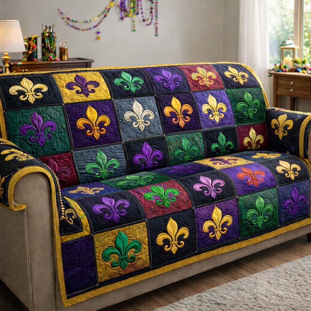 Mardi Gras Quilted Sofa Cover GFTOHD13236
