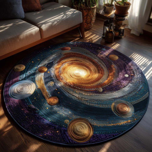 Golden Spiral Galaxy Quilted Round Mat GFTOHD13243