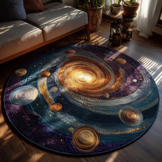 Golden Spiral Galaxy Quilted Round Mat GFTOHD13243