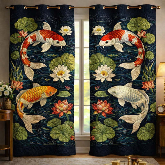 Midnight Koi Garden Quilted Curtains GFTOHD13265