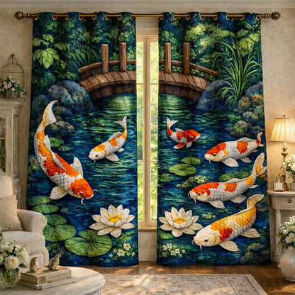 Koi Bridge Haven Quilted Curtains GFTOHD13267