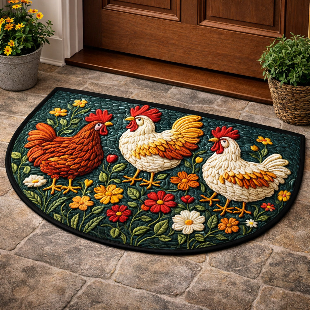 Country Hen Bloom Quilted Welcome Mat GFTOHD13732