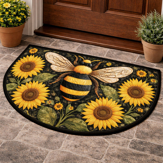 Sunflower Bumble Bee Quilted Welcome Mat GFTOHD13787
