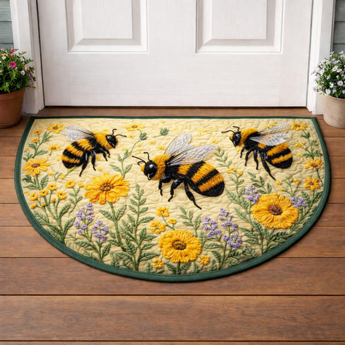 Wildflower Honey Bees Quilted Welcome Mat GFTOHD13790